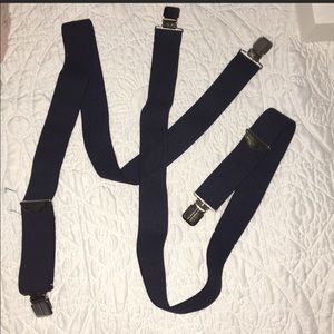 Navy Blue Suspenders with silver hardware